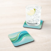 抽象芸術緑の海波線 コースター (右側)
