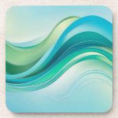 抽象芸術緑の海波線 コースター (正面)