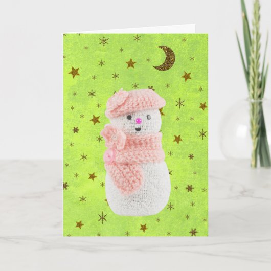 抽象芸術緑の紙と金ゴールド星、雪女 シーズンカード (正面)