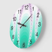 抽象芸術緑の紫色のグラデーションのフラクタル ラージ壁時計 (傾斜)