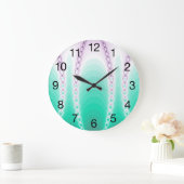 抽象芸術緑の紫色のグラデーションのフラクタル ラージ壁時計 (ホーム)