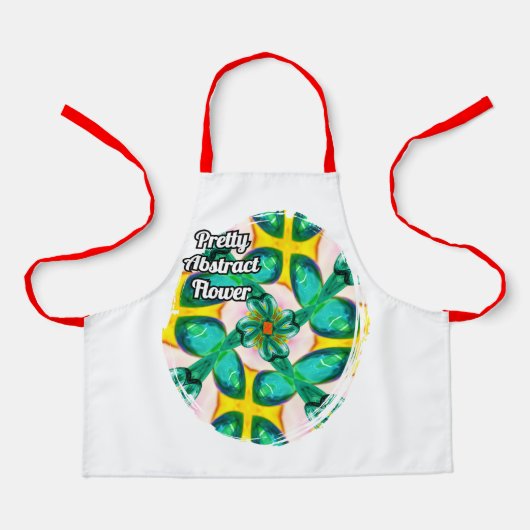 抽象芸術緑の花模様 エプロン (正面)