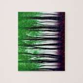 抽象芸術緑の赤い花の森 ジグソーパズル (縦)