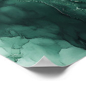 抽象芸術緑及び白色アルコールインク液 ポスター (角)