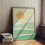 抽象芸術緑山 ポスター<br><div class="desc">抽象芸術の緑の山の風景と夕日。</div>