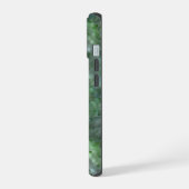 抽象芸術緑石大理石花崗岩モノグラム iPhone 15ケース (左側面)