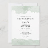 抽象芸術緑色水彩結婚式招待状 招待状 (正面)