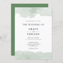 抽象芸術緑色水彩結婚式招待状