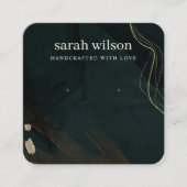 抽象芸術緑黒金ゴールドスタッドイヤリングディスプレイ スクエア名刺 (正面)