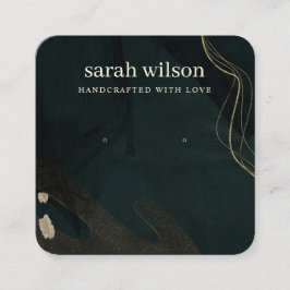 抽象芸術緑黒金ゴールドスタッドイヤリングディスプレイ スクエア名刺