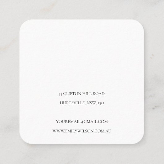 抽象芸術緑黒金ゴールドスタッドイヤリングディスプレイ スクエア名刺 (裏面)