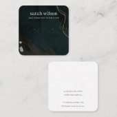 抽象芸術緑黒金ゴールドスタッドイヤリングディスプレイ スクエア名刺 (正面/裏面)