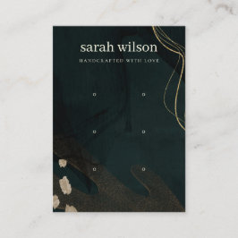 抽象芸術緑黒金ゴールド3スタッドイヤリングディスプレイ 名刺