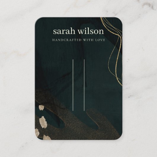 抽象芸術緑黒金ゴールド3ヘアピンバンドディスプレイ 名刺 (正面)