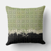 抽象芸術緑、グレー、ブロンズヴィンテージパターン クッション (裏面)