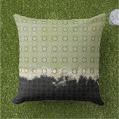 抽象芸術緑、グレー、ブロンズヴィンテージパターン クッション (芝生)