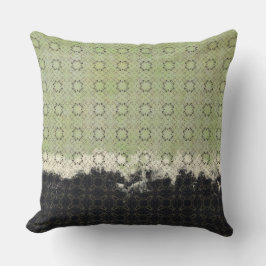 抽象芸術緑、グレー、ブロンズヴィンテージパターン クッション