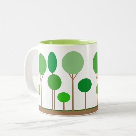 抽象芸術緑 ツートーンマグカップ (正面左)