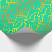 抽象芸術線のパターン黄色とオレンジ ラッピングペーパー (角)