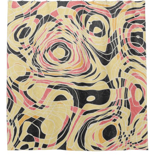 抽象芸術線の図形パターン、地形デザイン。 シャワーカーテン (正面)