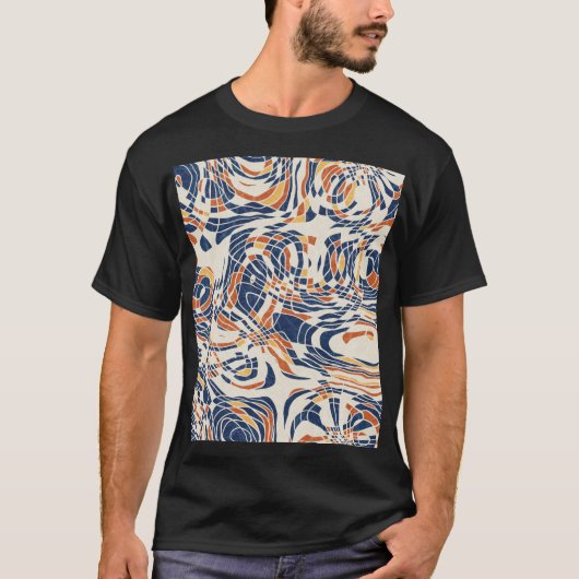 抽象芸術線の地理的、地形のシームレスなパターン。 Tシャツ (正面)