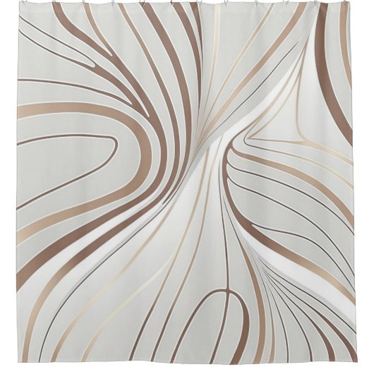 抽象芸術線の白い色と青い色 シャワーカーテン (正面)