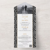 抽象芸術線の葉オールインワン招待状 オールインワン招待状 (内側)