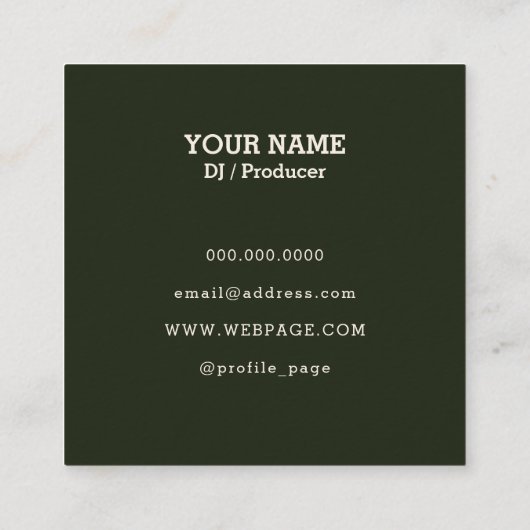 抽象芸術線のeejayは白い緑をカバー スクエア名刺 (裏面)