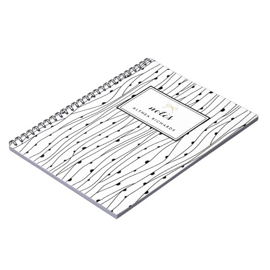 抽象芸術線ノートブパーソナライズされたック ノートブック (左側)