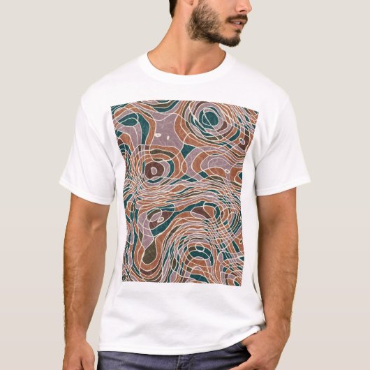 抽象芸術線地形図 Tシャツ (正面)