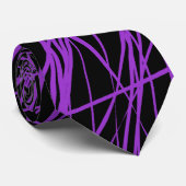 抽象芸術線威厳のある – 黒の紫 ネクタイ (ロール)