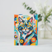 抽象芸術線幾何学模様 ポストカード (スタンド正面)