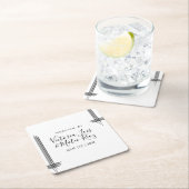 抽象芸術線白黒モダン結婚の スクエアペーパーコースター (インサイチュ)