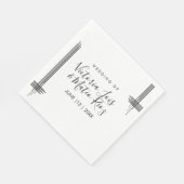 抽象芸術線白黒モダン結婚の スタンダードランチョンナプキン (角)