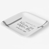 抽象芸術線白黒モダン結婚の ペーパープレート (傾斜あり)