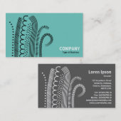抽象芸術線01 – ライト上の黒ティール(緑がかった色) 名刺 (正面/裏面)