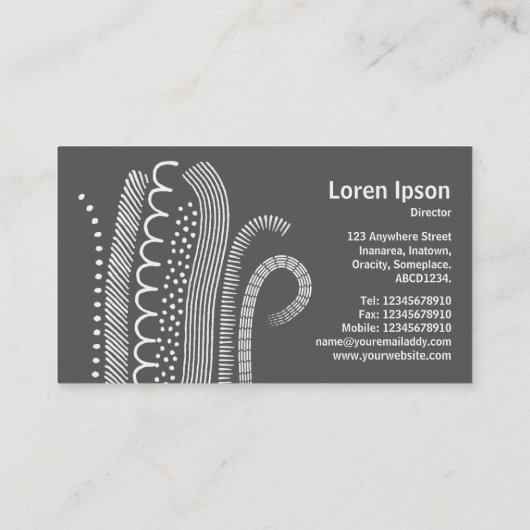 抽象芸術線01 – ライト上の黒ティール(緑がかった色) 名刺 (裏面)