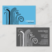 抽象芸術線02 – スカイブルー上の黒 名刺 (正面/裏面)