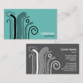 抽象芸術線02 – ライト上の黒ティール（緑がかった色） 名刺 (正面/裏面)