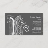 抽象芸術線02 – ライト上の黒ティール（緑がかった色） 名刺 (裏面)