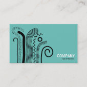 抽象芸術線02 – ライト上の黒ティール（緑がかった色） 名刺 (正面)