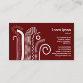 抽象芸術線02 – 濃い赤の上の白 名刺 (裏面)