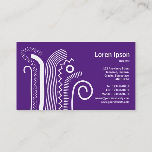 抽象芸術線02 – 紫の王室の白 名刺 (裏面)