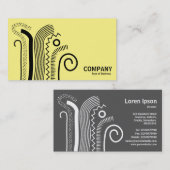 抽象芸術線02 – 黄色淡い色の上の黒 名刺 (正面/裏面)