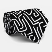 抽象芸術線130318 – 黒の上の白 ネクタイ (ロール)