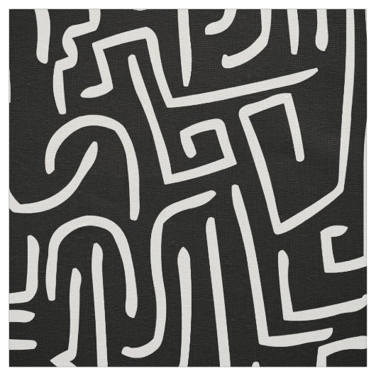 抽象芸術線130318 – 黒の上の白 ファブリック (見本)