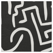 抽象芸術線130318 – 黒の上の白 ファブリック (クローズアップ)