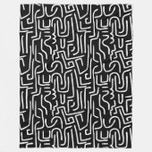 抽象芸術線130318 – 黒の上の白 フリースブランケット (正面)