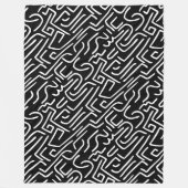 抽象芸術線130318(b) – 黒の白 フリースブランケット (正面)