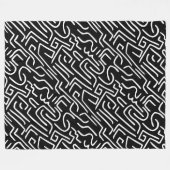 抽象芸術線130318(b) – 黒の白 フリースブランケット (正面(横))